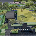 Residential Landscape Design With Lush Trees Green Lawn And Stone Paths