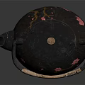 Traditional Handcrafted Black Tea Pot With Cherry Blossom Patterns Wooden Lid And Handle