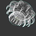 Mysterious Mythical Creature With Yellow Shell Curved Tentacles And Shiny Central Eye