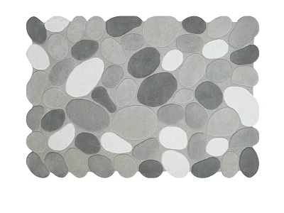 Square Rug With Pebble Design In Neutral Gray And White Tones For Home Decor 3d model