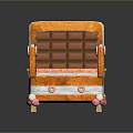 Candy Themed Orange Chair With Chocolate Block Backrest Striped Armrests And Donut Decorations