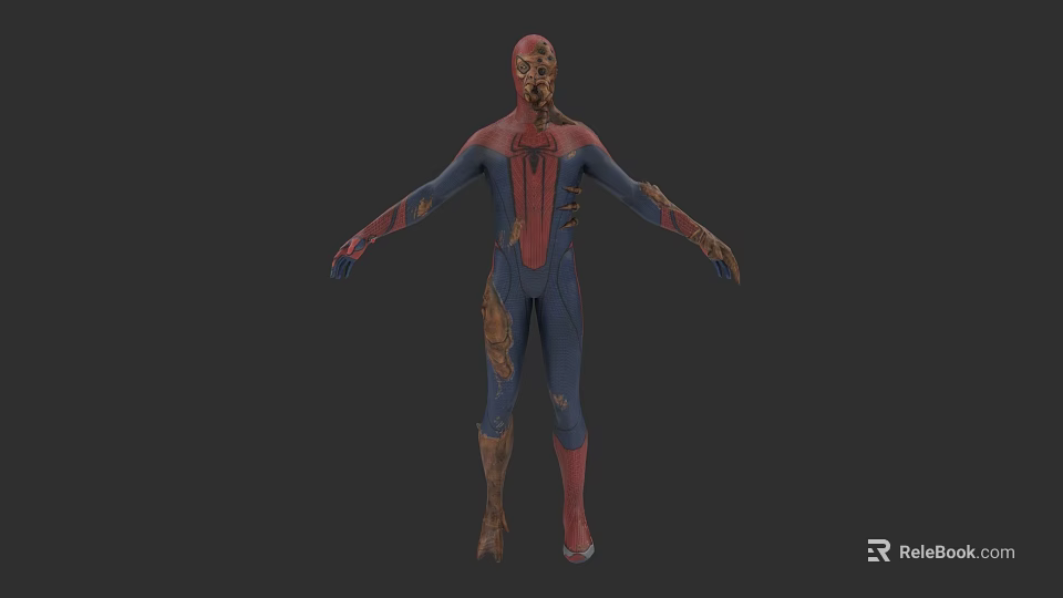 Zombie Spider Man Full Body 3D Model With Tattered Suit And Decayed Appearance 3d model 