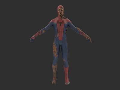 Zombie Spider Man Full Body 3D Model With Tattered Suit And Decayed Appearance 3d model