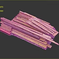 Colorful Wooden Slats Table And Chair Set With Yellow Pink Light Wood Tones