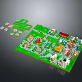 Miniature Terrain Model with Urban Layout Green Areas Buildings and Roads