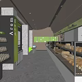 Modern Bakery Interior With Glass Display Cases Fresh Bread And Pastries