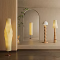 Contemporary Floor Lamps With Unique Textured Shades And Wooden Bases For Living Room