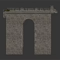 Stone Arch Building Structure With Balustrade On Top And Masonry Details