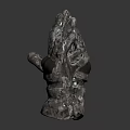 Two Artistic Metal Gloves Sculpture With Detailed Texture And Reflective Base