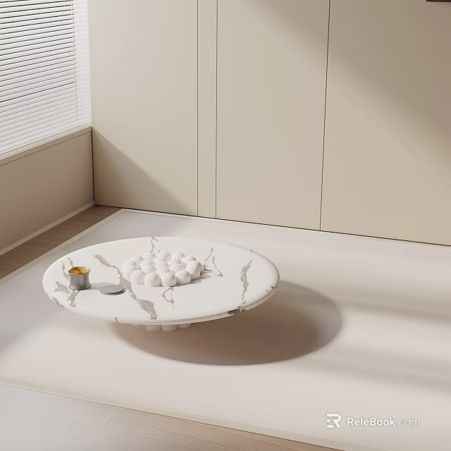 Modern Sofa And Coffee Table Set With White Marble Round Top Design 3d model 