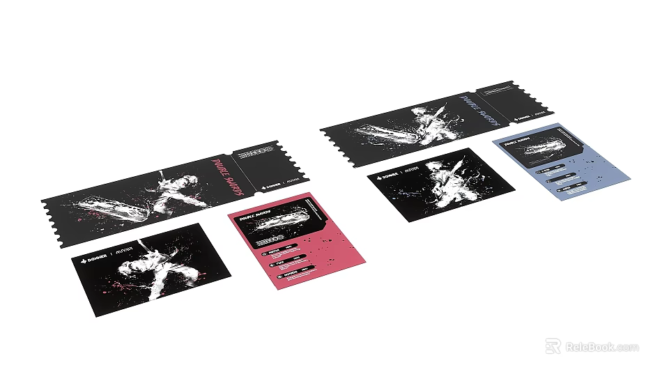 Sign In Cards With Various Stylish Designs And Color Options 3d model 