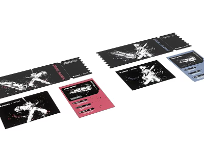 Sign In Cards With Various Stylish Designs And Color Options 3d model