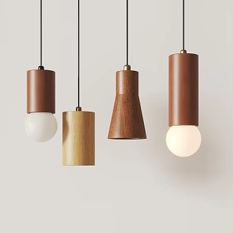 Solid wood small chandelier restaurant chandelier 3d model