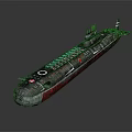 Military Submarine Water Vehicle Featuring Red Black Hull Circular Emblem And Command Tower