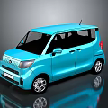 Stylish Blue Compact Car With Rounded Design Black Windows And Silver Wheels 3d model