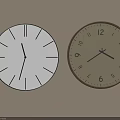 Two Wall Clocks With Minimalist And Numeral Designs Hanging On Beige Wall For Home Decor