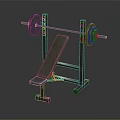 Sturdy Sports Equipment Weight Bench With Barbell Plates Black Metal Frame And Orange Accents