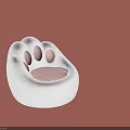 Cat Paw Shaped White Lazy Sofa With Pink Cushion On Pink Background