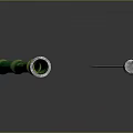 Two Decorative Weapons With Green Yellow Handles And Silver Blades