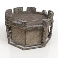 Ancient Stone Octagonal Structure With Brick Walls And Decorative Pillars 3d model