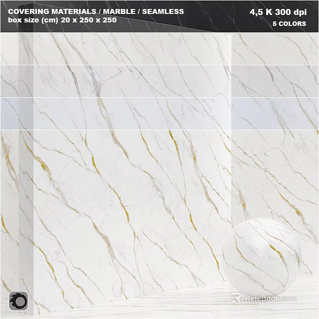 Marble Components With White Background And Gold Veins For Modern Interior Decoration 3d model 