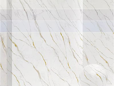 Marble Components With White Background And Gold Veins For Modern Interior Decoration 3d model