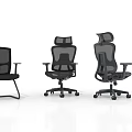 Modern Office Chairs with Mesh Back Ergonomic Design Various Styles for Comfortable Workspace 3d model