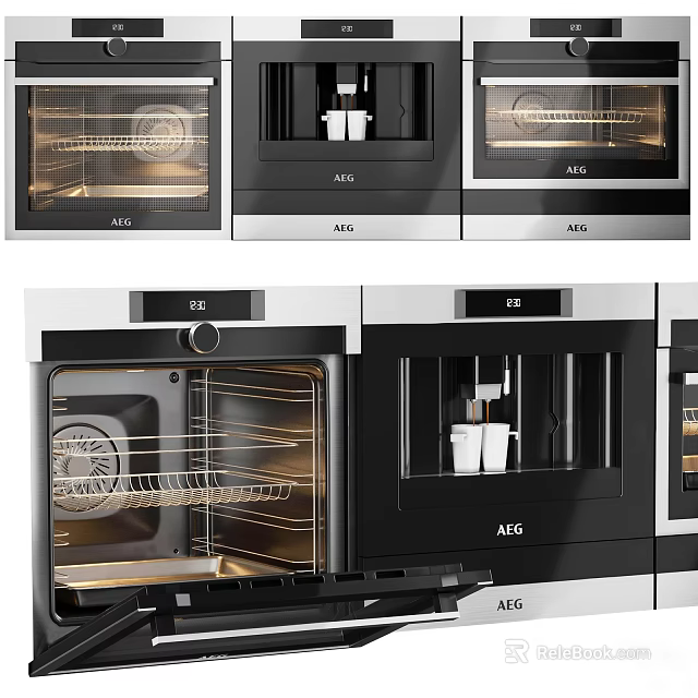 AEG Built In Kitchen Appliances With Oven And Coffee Machine For Modern Home 3d model 