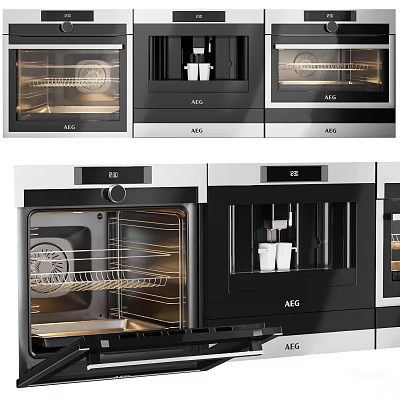 AEG Built In Kitchen Appliances With Oven And Coffee Machine For Modern Home 3d model