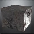 Gray Storage Box With Red Speckled Textured Surface And Metal Clasp Lid