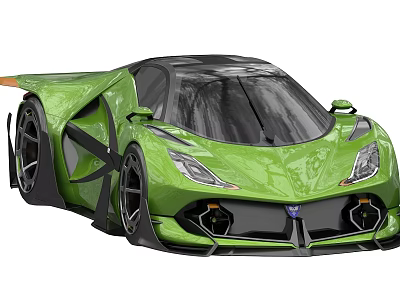 Green Modern Sports Car With Sleek Aerodynamic Design Black Roof And Stylish Exterior 3d model
