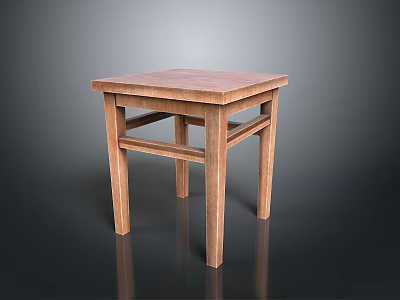 Simple Wooden Single Chair With Square Design And Four Legs Structure 3d model