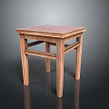 Simple Wooden Single Chair With Square Design And Four Legs Structure 3d model