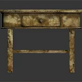 Vintage Wooden Coffee Table with Worn Surface Texture and Single Drawer Design Sturdy Four Legs