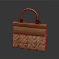 Woven Beige Daily Life Handbag With Brown Handle And Metal Accents