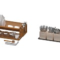 Tableware combination cutlery rack cup tray rack kitchen storage rack 3d model