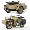 Vintage Military Style Khaki Motorcycle With Sidecar Classic Design And Storage