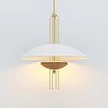 Modern Sleek Oval Chandelier With LED Light Suspended In Interior Space