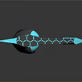 Modern Axe Weapon with Blue Hexagonal Pattern Black Handle and Futuristic Design