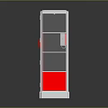 White And Red Storage Cabinet With Multiple Drawers Red Handle And Reflective Base