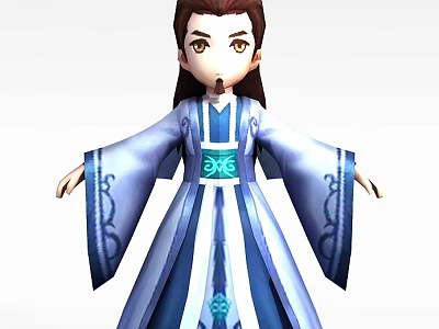 Science and Technology Exhibition Hall Featuring Cartoon Character Wearing Ancient Costume With Digital Tech 3d model
