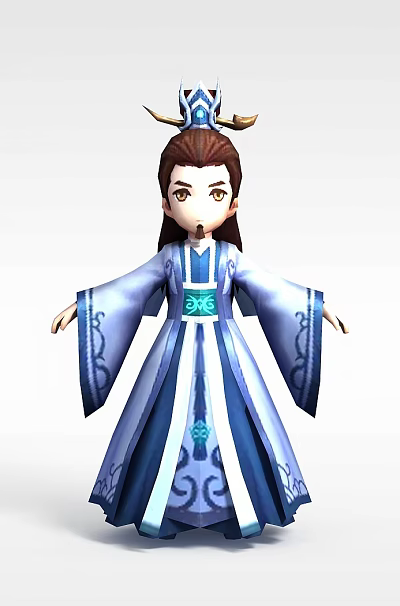 Science and Technology Exhibition Hall Featuring Cartoon Character Wearing Ancient Costume With Digital Tech 3d model