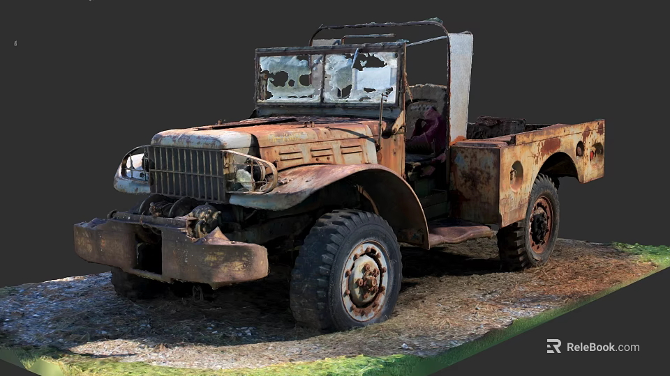 Vintage Rusty Old Truck With Weathered Body And Abandoned Exterior Design 3d model 