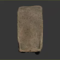 Ancient Pottery Rectangular Artifact With Four Legs And Red Traces On Dark Reflective Surface 3d model