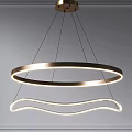 Modern Illuminated Hanging Chandelier With Circular Ring And Wavy Design For Interior Decor