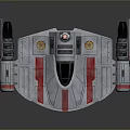 Futuristic Spaceship Featuring Red White Stripes Sleek Design Symmetric Wings And Cockpit