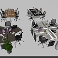 Modern Office Desks With Cubicle Workstations Computers Office Chairs And Potted Plants