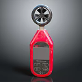 Professional Red Handheld Anemometer Tool With Digital Display And Control Buttons 3d model