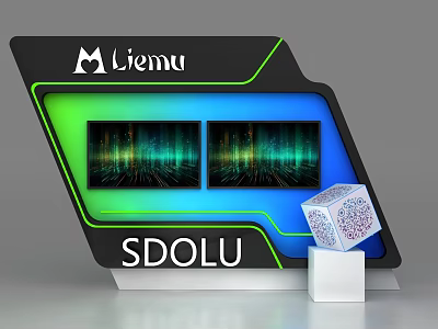 Liemu SDOLU Tech Display With Dual Screens Cube And QR Code Design 3d model