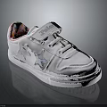 White Kids Sneakers With Velcro Strap Silver Star Decorations And Colorful Tongue